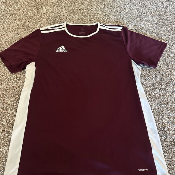 Adidas Men's Burgundy and White Climalite Tee - Picture 1 of 3